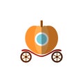 Pumpkin fairy carriage for princess riding a ball, vector flat illustration, icon isolated on white background. Pumpkin Royalty Free Stock Photo