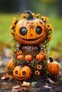 A pumpkin figure in armor