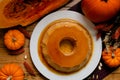 Pumpkin flan, dessert made for the Day of the Dead. Royalty Free Stock Photo