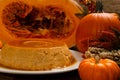 Pumpkin flan, dessert made for the Day of the Dead. Royalty Free Stock Photo