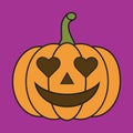 Pumpkin flat design isolated heart eye vector illustration halloween Royalty Free Stock Photo