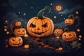 Pumpkin gang in a Halloween night