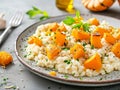 Pumpkin and Gorgonzola risotto Royalty Free Stock Photo