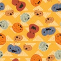 Pumpkin Gourd Halloween Triangle Autumn Seamless Pattern