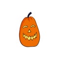 Pumpkin halloween angrily smiles. Scary face