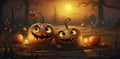 A pumpkin Halloween carved jack o lantern cartoon. Royalty Free Stock Photo