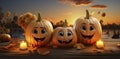 A pumpkin Halloween carved jack o lantern cartoon. Royalty Free Stock Photo