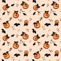 Pumpkin Halloween Digital seamless pattern paper