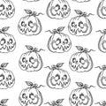 Pumpkin halloween graphic monochrome seamless pattern in black and white Royalty Free Stock Photo