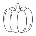 Pumpkin for Halloween or Thanksgiving, doodle style flat vector outline for coloring book