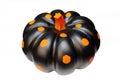 Pumpkin for halloween on a white background. isolated. Black pumpkin with orange dots. Top view.