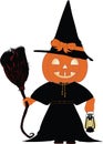 Pumpkin Halloween Witch Illustration