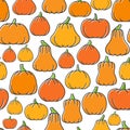 Different shapes pumpkin harvest seamless pattern