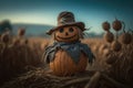 A Pumpkin Headed Scarecrow Royalty Free Stock Photo