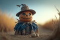 A Pumpkin Headed Scarecrow Royalty Free Stock Photo