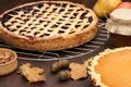 Pumpkin homemade pie at wooden background arranged with food ing Royalty Free Stock Photo