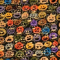 Pumpkin horror gold decor seamless pattern Royalty Free Stock Photo