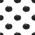 Pumpkin icon in black style isolated on white background. Canadian Thanksgiving Day pattern stock vector illustration.