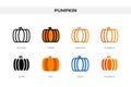 pumpkin icon in different style. pumpkin vector icons designed in outline, solid, colored, filled, gradient, and flat style. Royalty Free Stock Photo