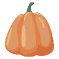 Pumpkin icon in pixel art style. Squash symbol for Halloween or Thanksgiving. Retro 8 bit sign