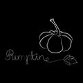 Pumpkin icon vector illustration with lettering word. Autumn Halloween or Thanksgiving pumpkin symbol in flat design, simple, Royalty Free Stock Photo