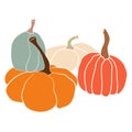 Pumpkin icon vector illustration set. Autumn Halloween or Thanksgiving pumpkin symbol in flat design, simple, outline silhouette Royalty Free Stock Photo