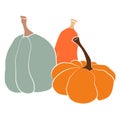 Pumpkin icon vector illustration set. Autumn Halloween or Thanksgiving pumpkin symbol in flat design, simple, outline silhouette Royalty Free Stock Photo