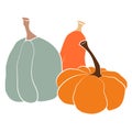 Pumpkin icon vector illustration set. Autumn Halloween or Thanksgiving pumpkin symbol in flat design, simple, outline Royalty Free Stock Photo