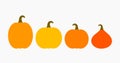 Pumpkin icons. Autumn pumpkins flat design elements