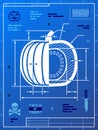 Pumpkin image like blueprint drawing