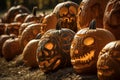 Pumpkin jack lanterns. Generate AI Royalty Free Stock Photo