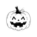 Pumpkin jack o lantern in line art stule