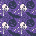 Pumpkin jack and skull seamless pattern