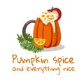 Pumpkin juce postcard with pumpkin spice and phrase