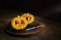 PUMPKIN KABOCHA SLICED Royalty Free Stock Photo