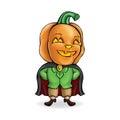 Pumpkin. Kind vector character. Halloween.