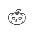 Pumpkin kissing face with heart eyes emoticon line icon