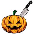 Pumpkin with a Knife in Head Halloween Vector Illustration Royalty Free Stock Photo