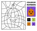 Pumpkin. Lantern. Color by number. Squishmallow. Coloring page Game for kids Kawaii cartoon vector