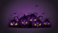 The pumpkin lantern halloween and dark purple background Royalty Free Stock Photo