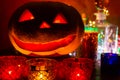 Pumpkin lantern for Halloween, Jack-lantern, night lamp for the holiday, candles, candlesticks, decorations and lights