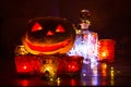 Pumpkin lantern for Halloween, Jack-lantern, night lamp for the holiday, candles, candlesticks, decorations and lights