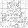 Pumpkin latte. Coloring book for children and adults.