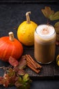 Pumpkin latte, hot autumn drink