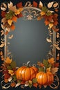 Pumpkin and Leaf Clipart Autumnal Digital Art Holiday Image Borders