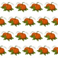 Pumpkin with leaves vector seamless pattern. Orange vegetable of seamless texture