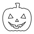 Pumpkin line icon. Outline vector illustration isolated on white background. Coloring book page