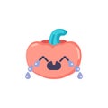Pumpkin Loudly Crying Face emoji flat icon