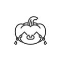 Pumpkin Loudly Crying Face emoji line icon