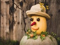 Pumpkin man, autumn fruits and vegetables Royalty Free Stock Photo